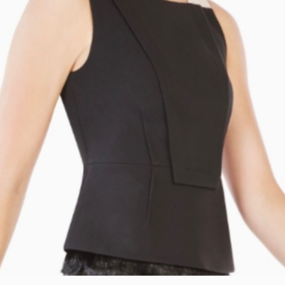 BCBGMaxAzria Black Asymmetrical Fitted Tank Top